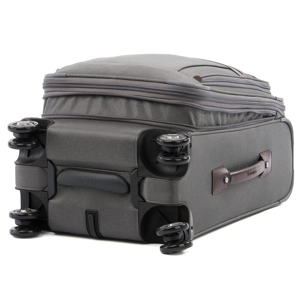 Travelpro Platinum Elite Softside Expandable Carry on Luggage, 8 Wheel Spinner Suitcase, USB Port, Suiter, Men and Women, Vintage Grey, Carry On 21-Inch