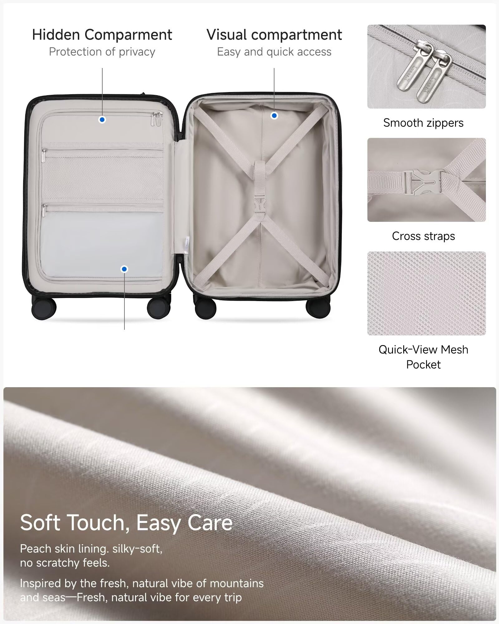 Carry On Luggage 22x14x9 Airline Approved, FLO5 Expandable Polycarbonate Suitcase with Front Pocket (FX-Core, Brown-Black, 20 Inch)