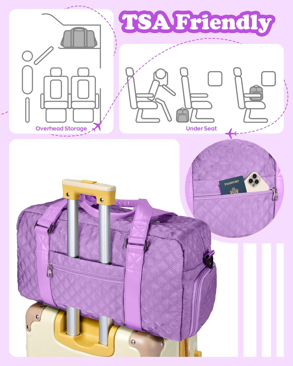 Elilier Easter Basket Stuffers, Dance Cheer Duffle Bag Women Girls Gift: Personalized Weekender bag, Cute Gym Sports Bag with Shoe Compartment, Gymnastics Bags, Birthday Gifts for Women Teenage Kids