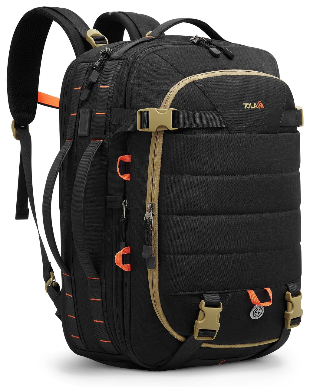Tolaccea Carry on Travel Backpack, TSA Friendly Flight Approved Laptop Backpack Duffle Bag for Men Women with Dual Laptop Storage for 17.3", USB Charging Port, Business Rucksack 40L-50L Expandable