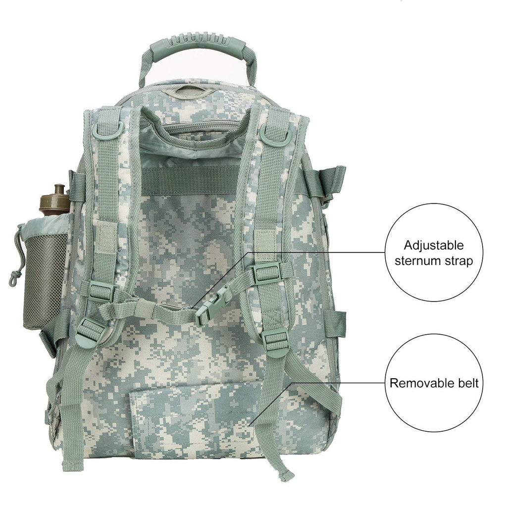 Military Expandable Travel Backpack Tactical Waterproof Work Backpack for Men(ACU)