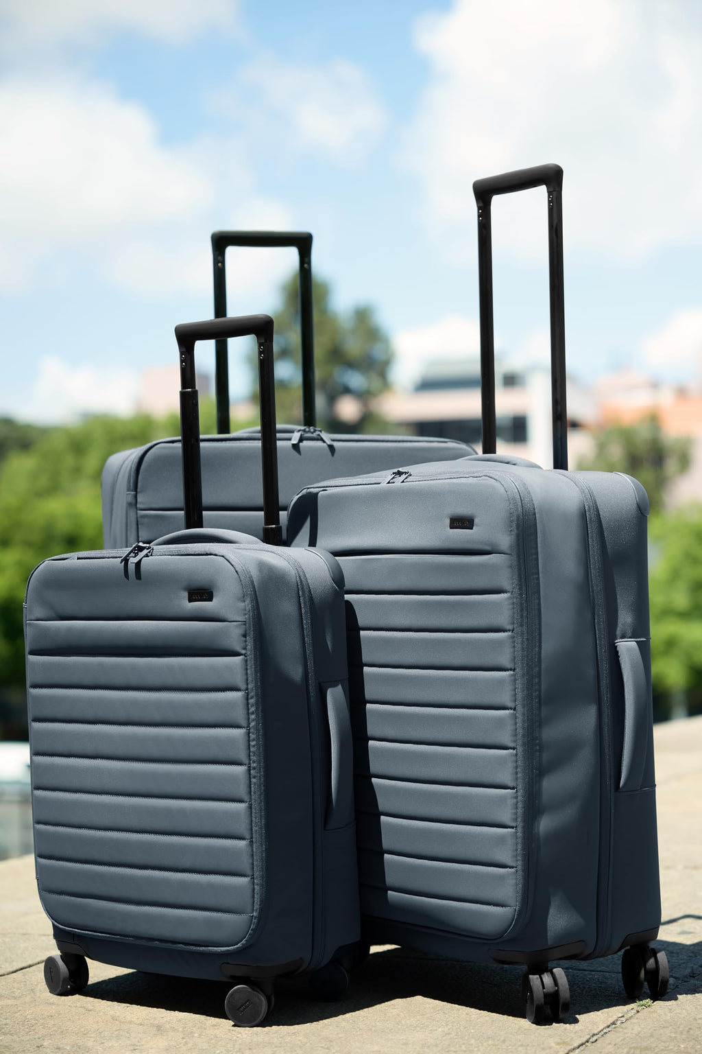 Away Softside Carry-On Suitcase, 22 Inch Expandable High-Strength Nylon Luggage With Spinner Wheels, Meets Requirements for Most Major Airlines, Coast Blue