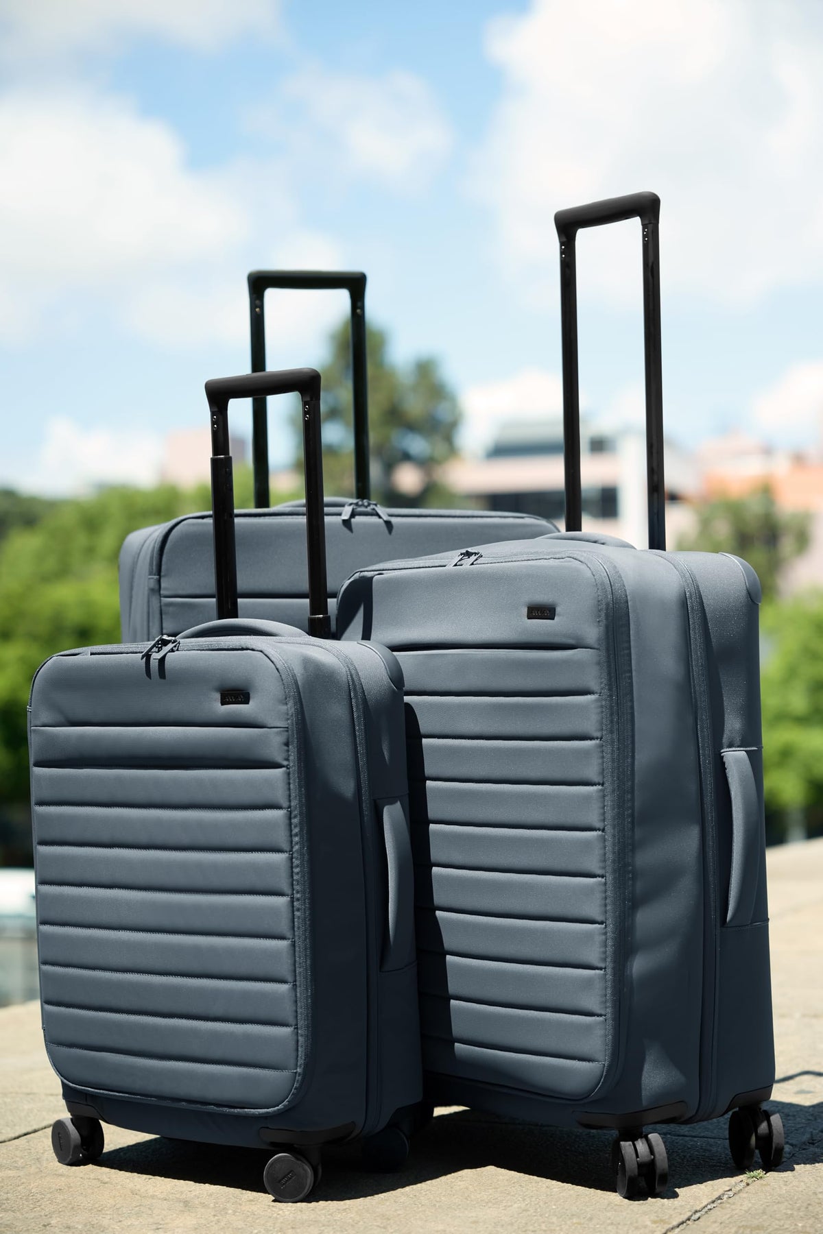 Away Softside Carry-On Suitcase, 22 Inch Expandable High-Strength Nylon Luggage With Spinner Wheels, Meets Requirements for Most Major Airlines, Coast Blue