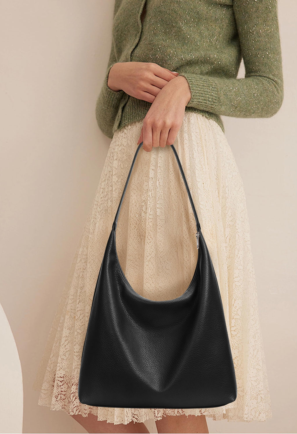 KALIDI Casual Tote Bag Vegan Leather Hobo Zipper Work Bag Weekender Shoulder for Women Shoulder Travel Purse