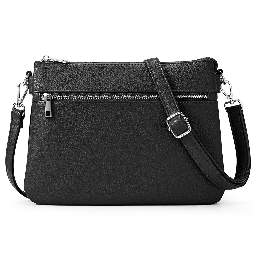 KALIDI Crossbody Bag Vegan Leather Casual Zipper Work Bag Weekender Hobo for Women shoulder Travel Dating Black