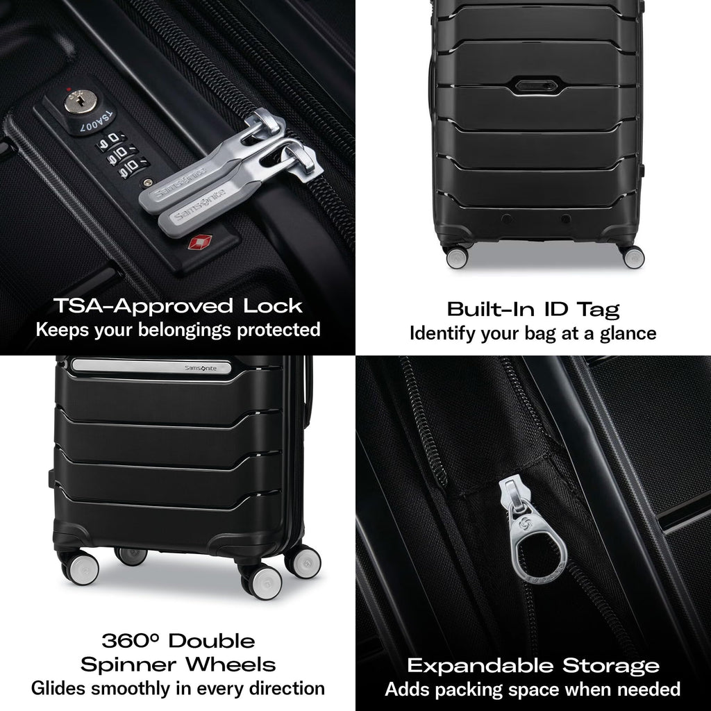 Samsonite Freeform 2-Piece Luggage Set - Carry-On & Large Checked Luggage with Dual Spinner Wheels - Durable Polypropylene Hardshell - TSA Lock, Airline-Approved - Expandable Hard Shell - Light Grey