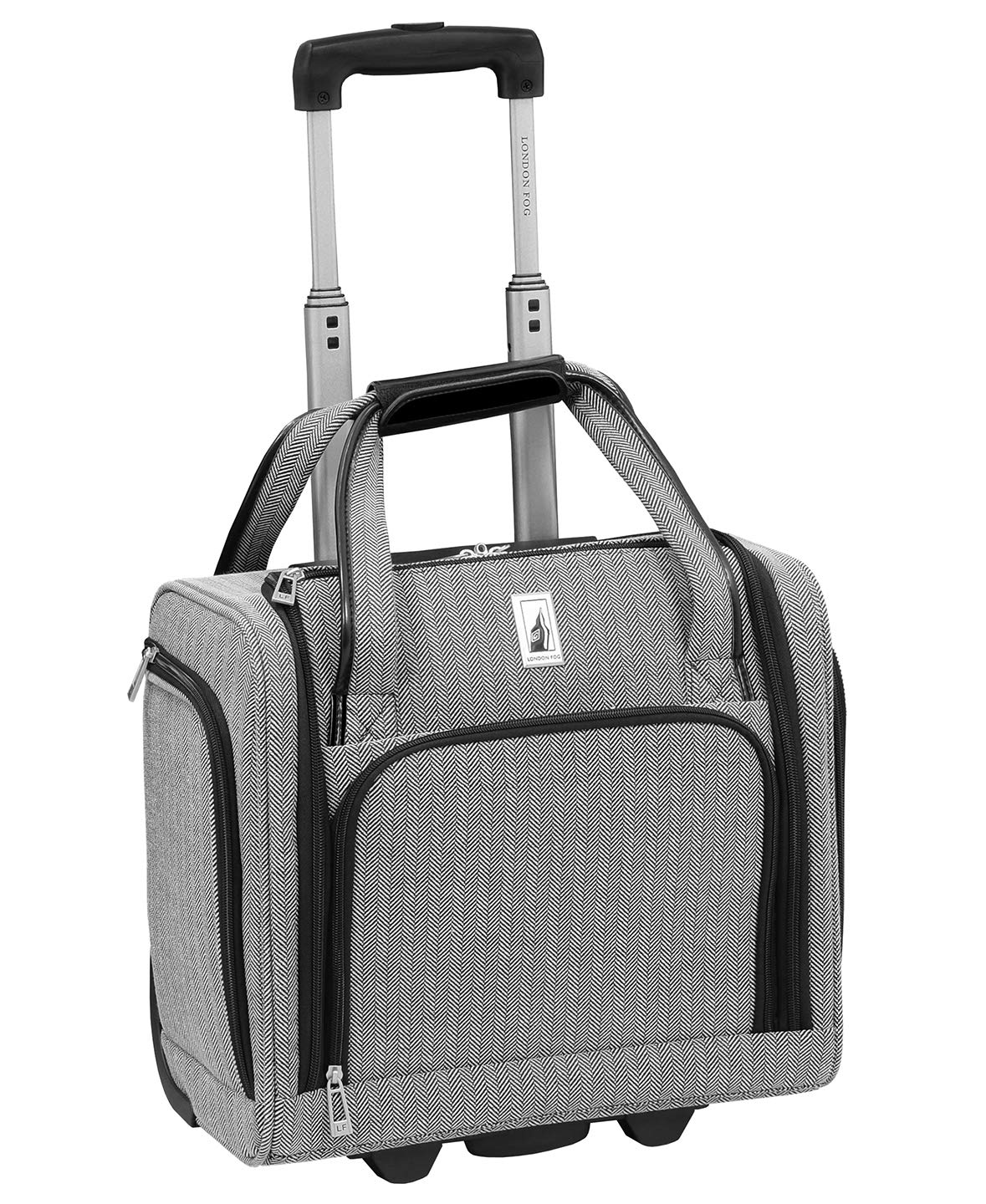 LONDON FOG Newcastle 15-Inch Underseater, Telescoping Handles,Black White Herringbone