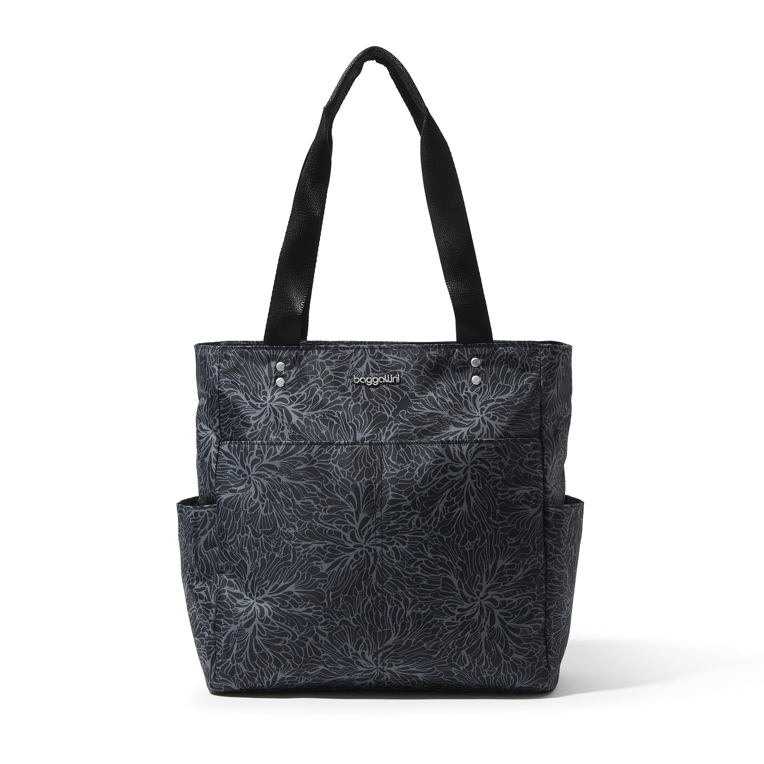 Baggallini Carryall Daily Tote Bag - 11.5" x12.5” Lightweight Nylon Travel Beach Bag Personal Item w/Luggage Sleeve