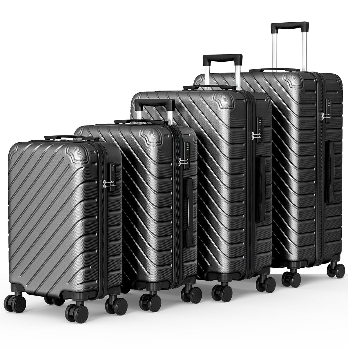 Apelila 4 Piece Hardshell Luggage Set - Lightweight Hardside Suitcase with Spinner Wheels for Family Travel (18"/20"/24"/28")