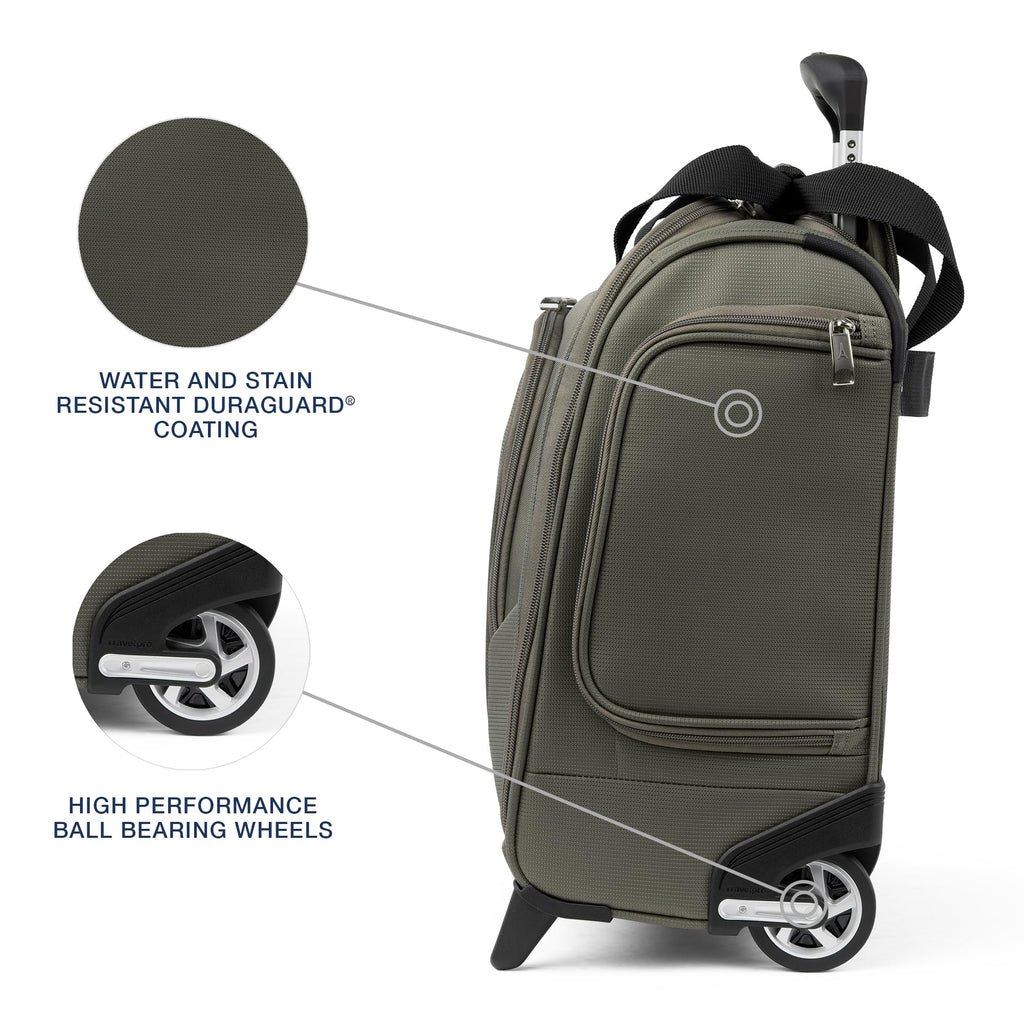 Travelpro Luggage Maxlite 5 Softside Lightweight Rolling Underseat Compact Carry on Upright 2 Wheel Bag, 15-Inch — Slate Green