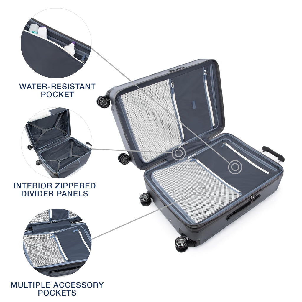 Travelpro Platinum Elite Hardside Expandable Checked Luggage, 8 Wheel Spinner, TSA Lock, Hard Shell Polycarbonate Suitcase, Vintage Grey, Checked Medium 25-Inch