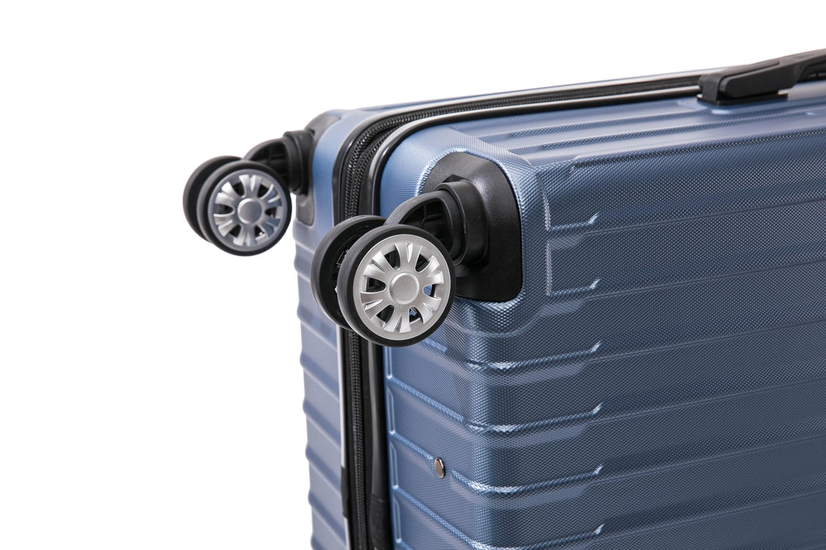 Rockland Costa Mesa 3 PC Luggage Set, 2 PC Hard Case Upright Luggages with Spinner Wheels and a 14" Polyester Tote Bag, Blue, (14" Tote, 20", 24")