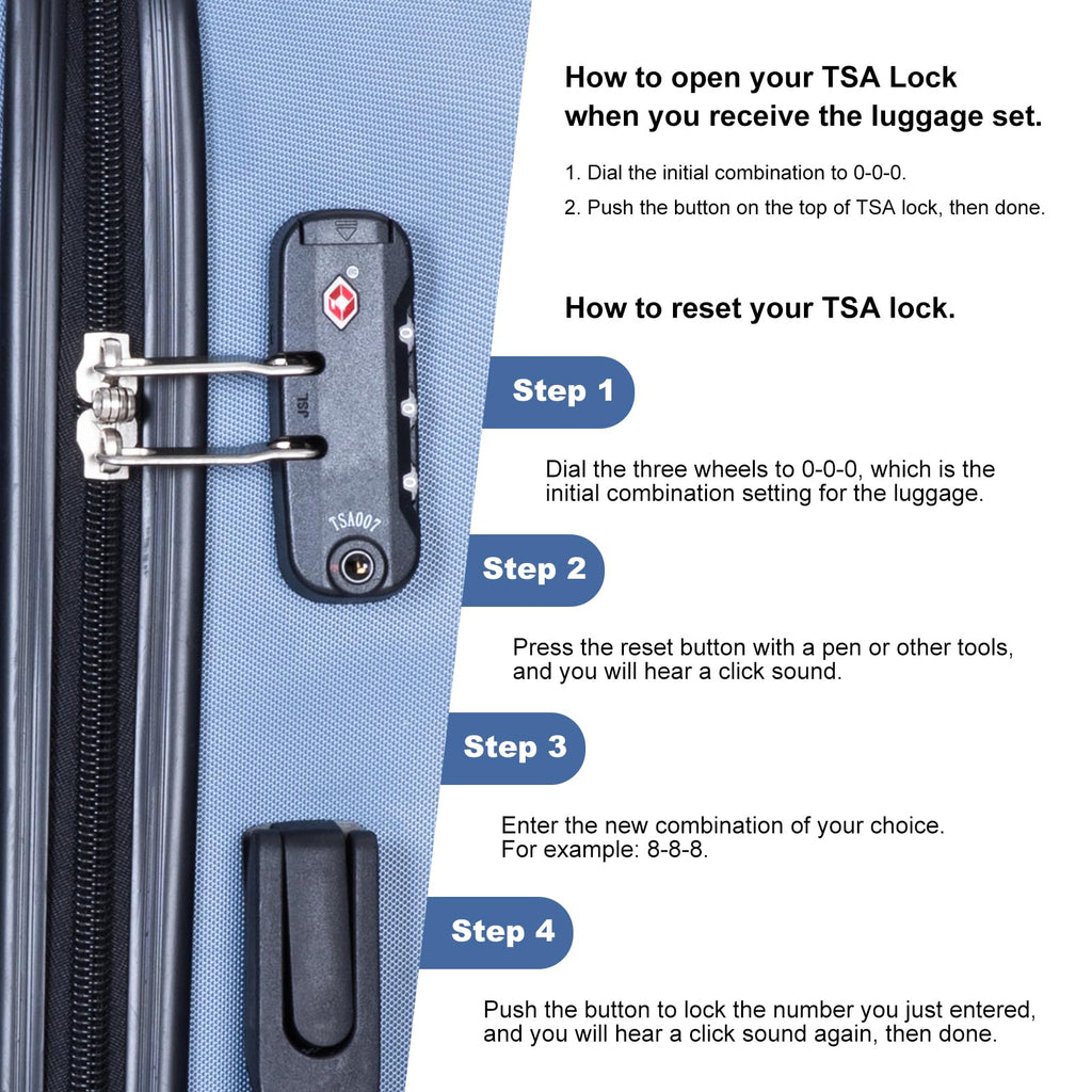 Travelhouse 4 Piece Luggage Sets, Hardshell ABS Suitcase Set with Wheels,Tsa Lock,Lightweight Hardside Travel Suitcases 16“20”24“28”