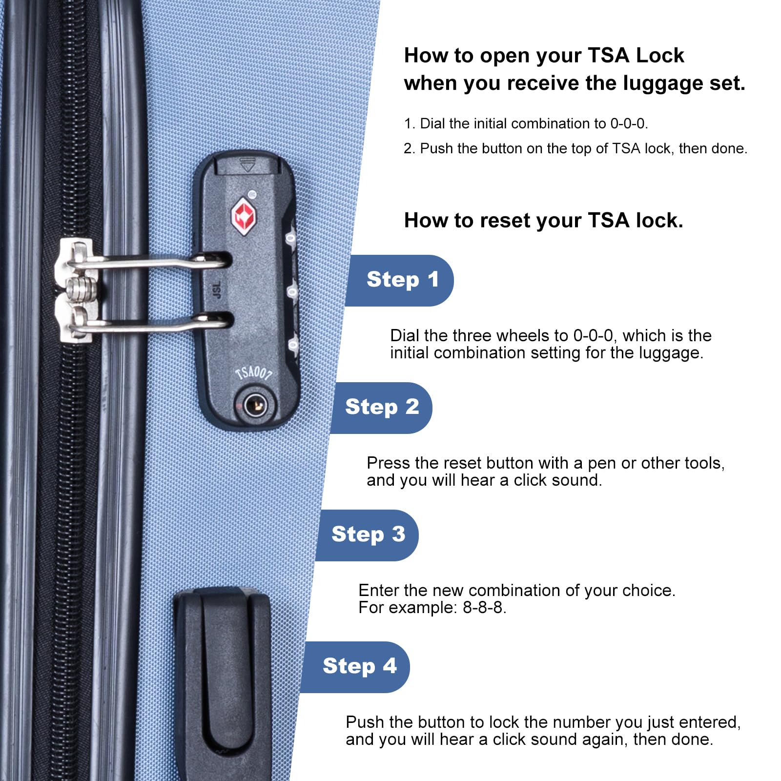 Travelhouse 4 Piece Luggage Sets, Hardshell ABS Suitcase Set with Wheels,Tsa Lock,Lightweight Hardside Travel Suitcases 16“20”24“28”