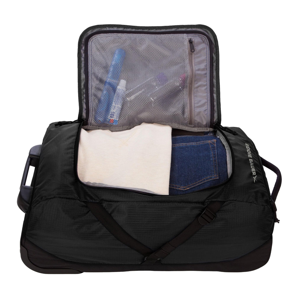 Eddie Bauer Traverse Luggage | Roller Wheels | Telescoping Handle | Travel | Vacation | Ripstop Nylon - Black, 22"