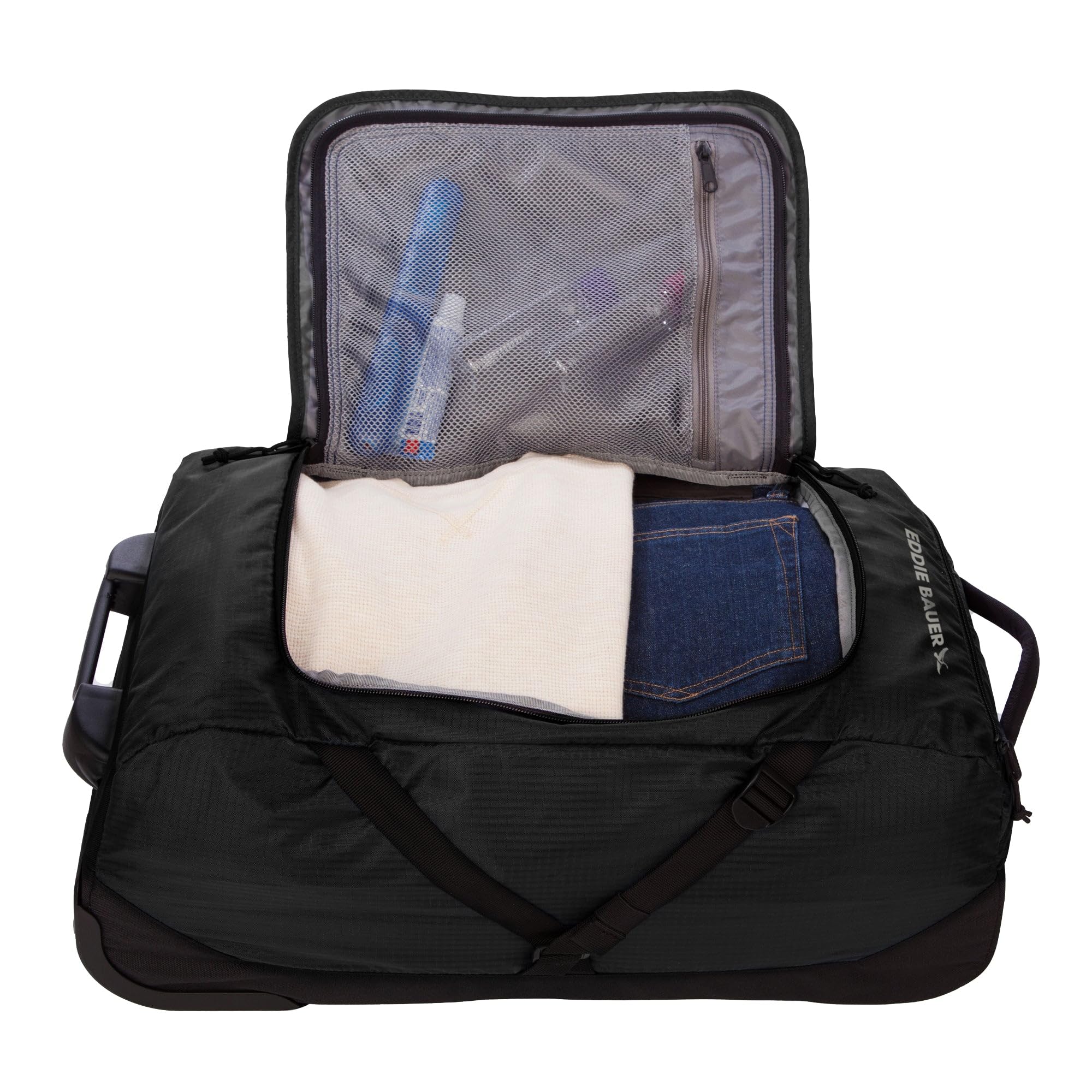 Eddie Bauer Traverse Luggage | Roller Wheels | Telescoping Handle | Travel | Vacation | Ripstop Nylon - Black, 22"