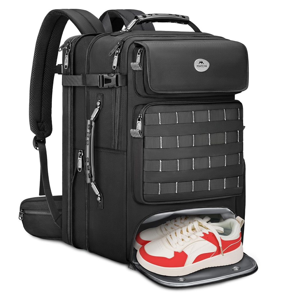 MATEIN Expandable Travel Backpack With Shoe Compartment, 52L Large Suitcase Backpack with Waist Straps, 17 Inch TSA Laptop Backpacks Luggage Carry On Bag With 3 Packing Cubes
