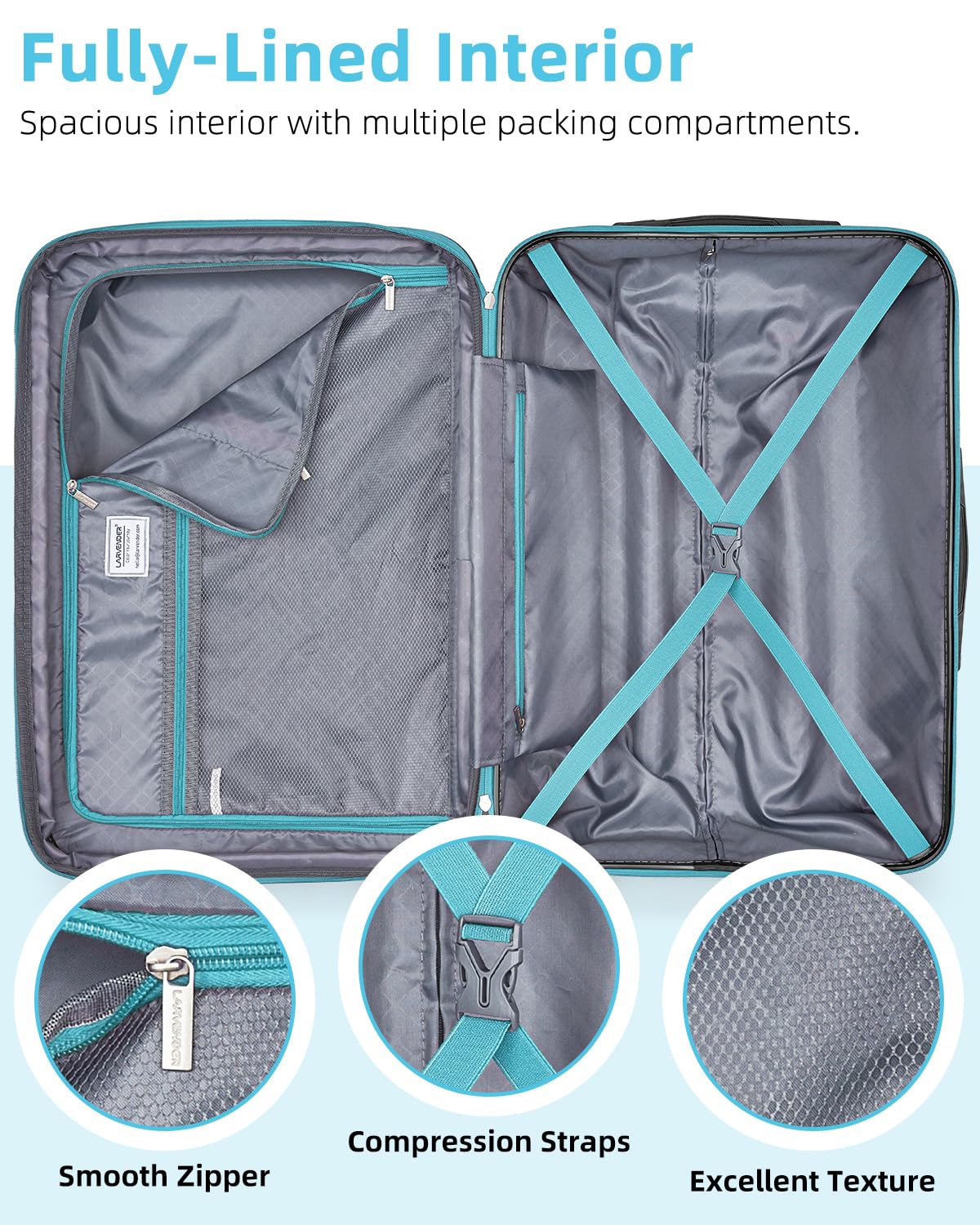 LARVENDER Carry on Luggage 22x14x9 Airline Approved, Expandable 20 Inch Hardside Large Suitcase with Wheels TSA Lock, Lightweigh PC+ABS Travel Carry-on Suitcases for Women and Men, Cotton Candy