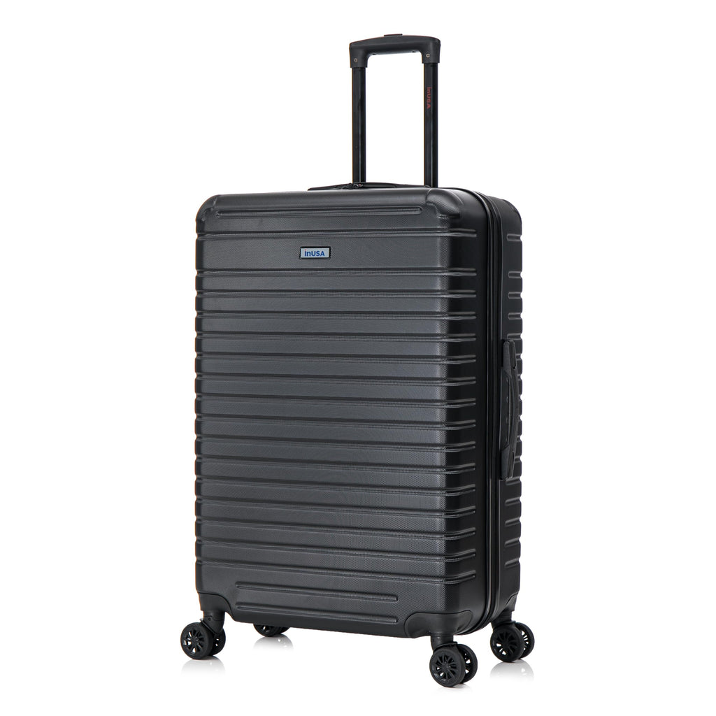 InUSA DEEP Luggage with GEL Handle | Spacious Traveling Suitcases Travel Suitcase with Dual Spinner Wheels and Studs | 28 Inch Large Hardside Luggage | Black