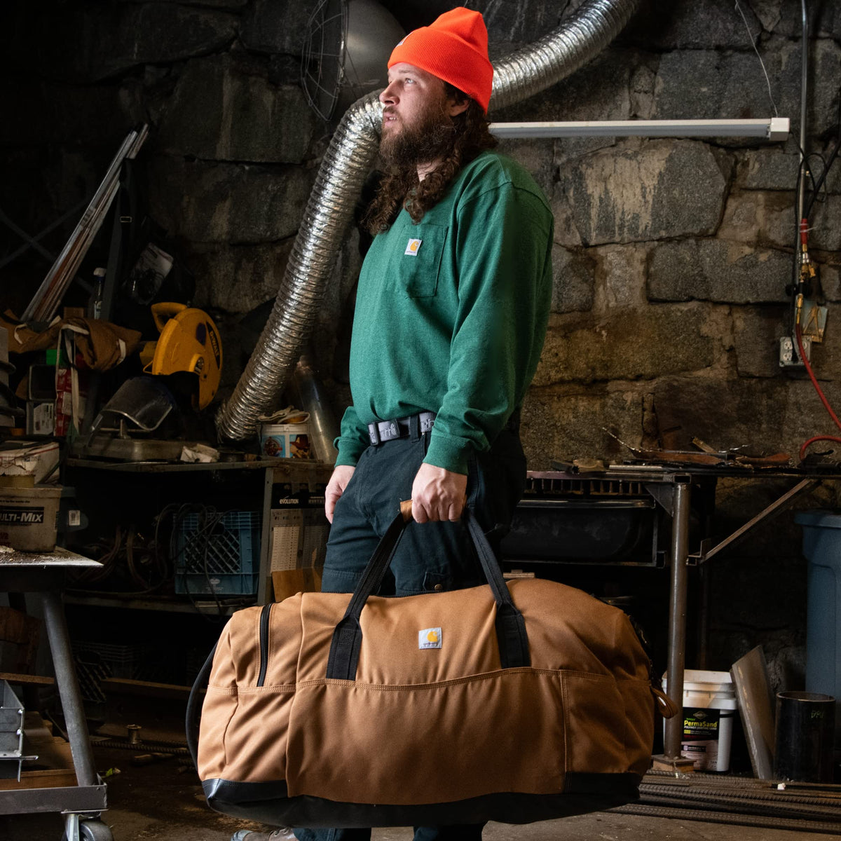 Carhartt Classic Duffels, Heavy-Duty Bag for Jobsite, Gym, & Travel, 120L, Carhartt Brown