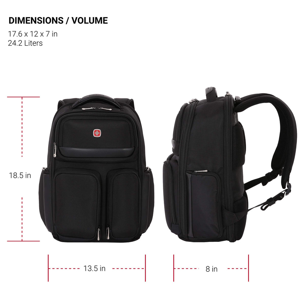 SWISSGEAR Large ScanSmart Utra-Premium 15-inch Laptop Backpack | TSA-Friendly Carry-on | Travel, Work, School | Men's and Women's - Black