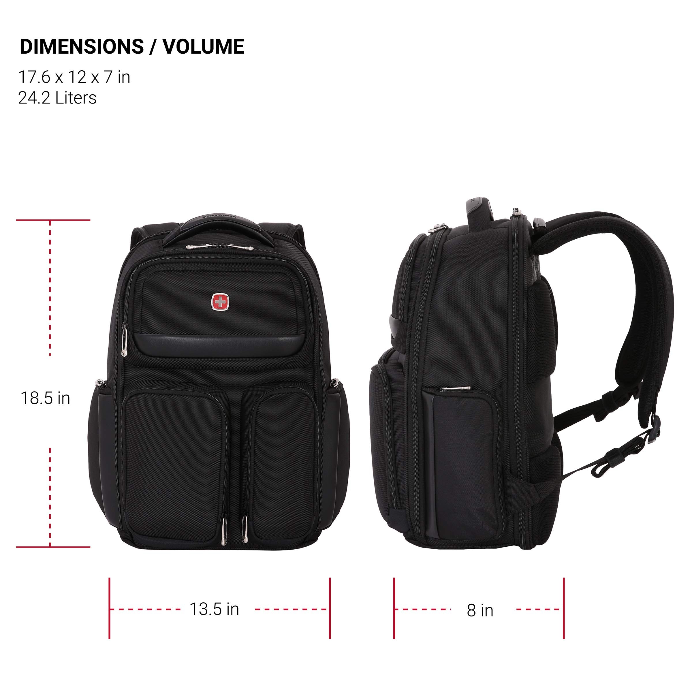 SWISSGEAR Large ScanSmart Utra-Premium 15-inch Laptop Backpack | TSA-Friendly Carry-on | Travel, Work, School | Men's and Women's - Black