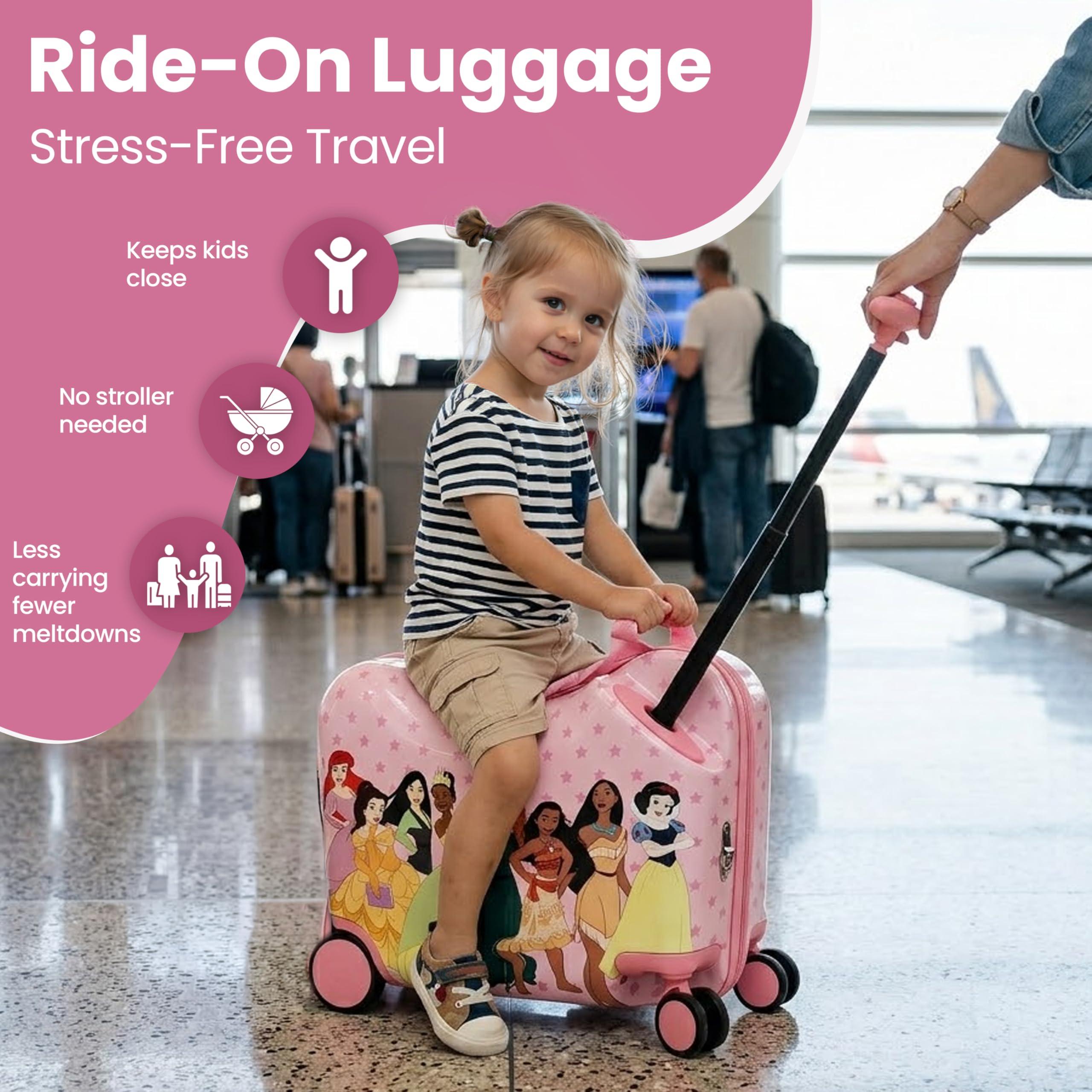 Disney Princesses Ride-On 18" Suitcase For Kids & Toddlers
