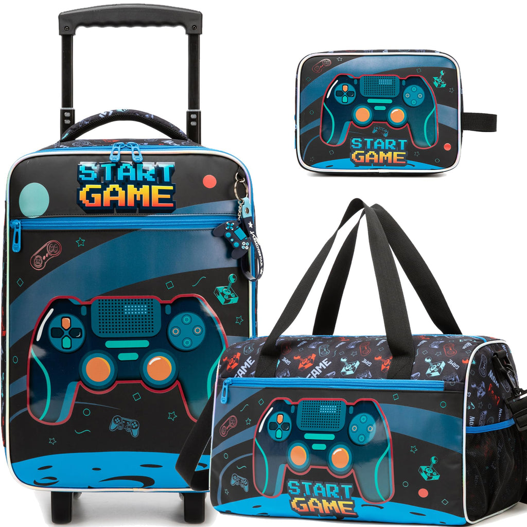 Homskiii Kids Luggage Sets with Wheels Boys Travel Softside Suitcases 16" Carry on Suitcase with Duffle Bag Boys Luggage Sets Airline Approved