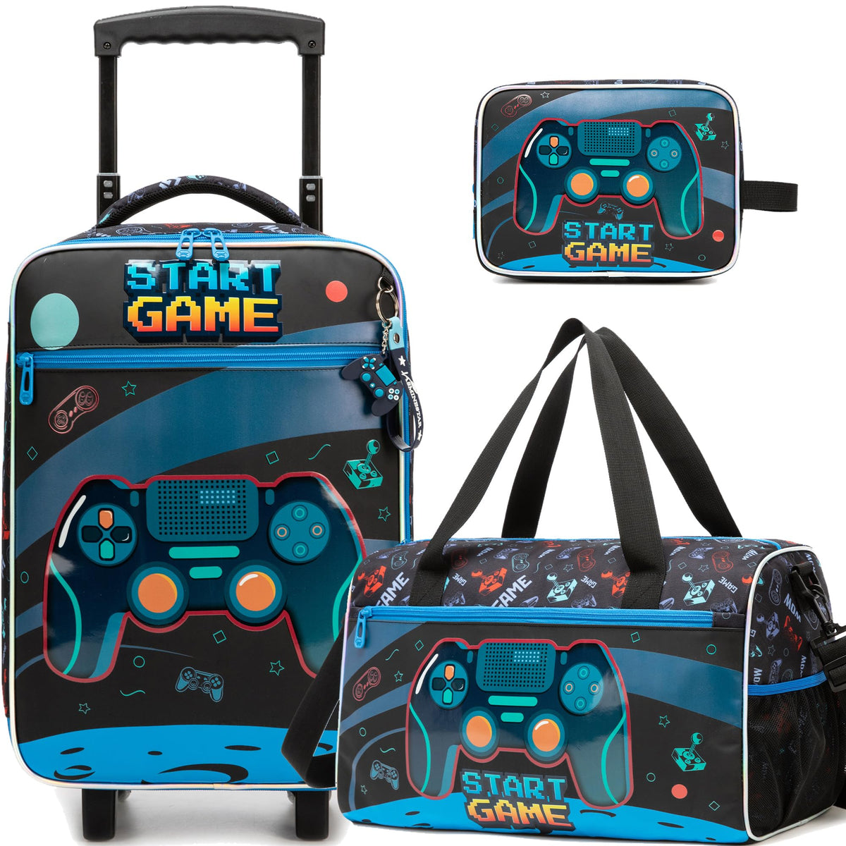 Homskiii Kids Luggage Sets with Wheels Boys Travel Softside Suitcases 16" Carry on Suitcase with Duffle Bag Boys Luggage Sets Airline Approved