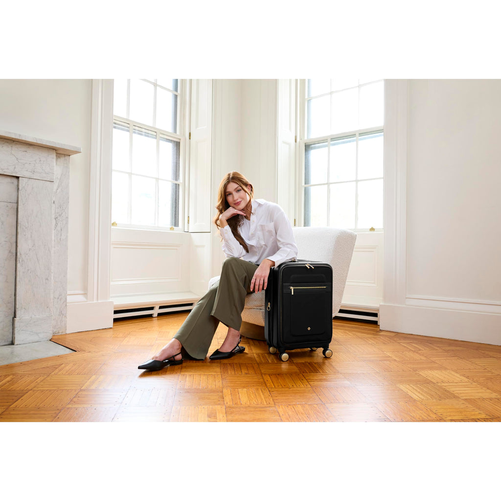 Samsonite Mobile Solutions 2 Carry-On Luggage, Expandable Spinner Suitcase with Laptop Compartment, TSA Lock, Lightweight Travel Bag with Dual Spinner Wheels & WetPak Storage, Black