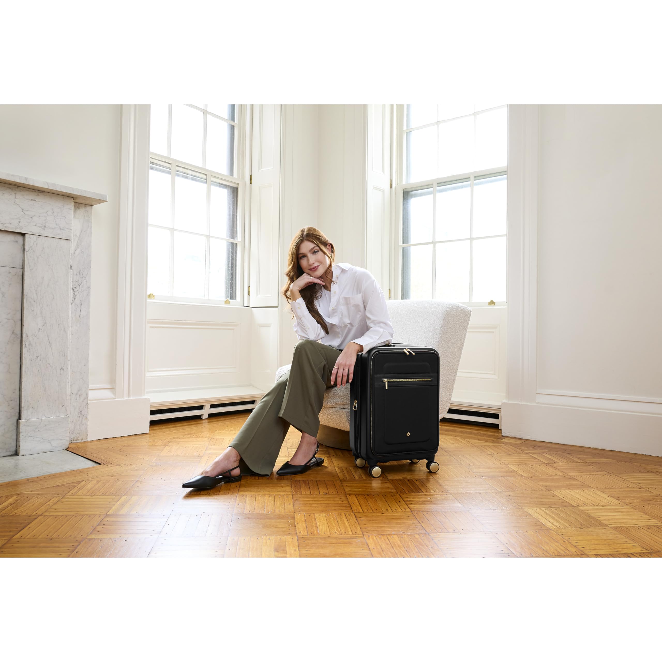 Samsonite Mobile Solutions 2 Carry-On Luggage, Expandable Spinner Suitcase with Laptop Compartment, TSA Lock, Lightweight Travel Bag with Dual Spinner Wheels & WetPak Storage, Black