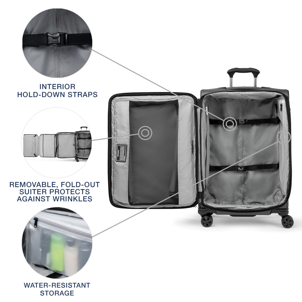 Travelpro Crew Classic Lightweight Softside Expandable Checked Luggage, 8 Wheel Spinner Suitcase, TSA Lock, Men and Women, Checked Medium 25-Inch, Titanium Grey