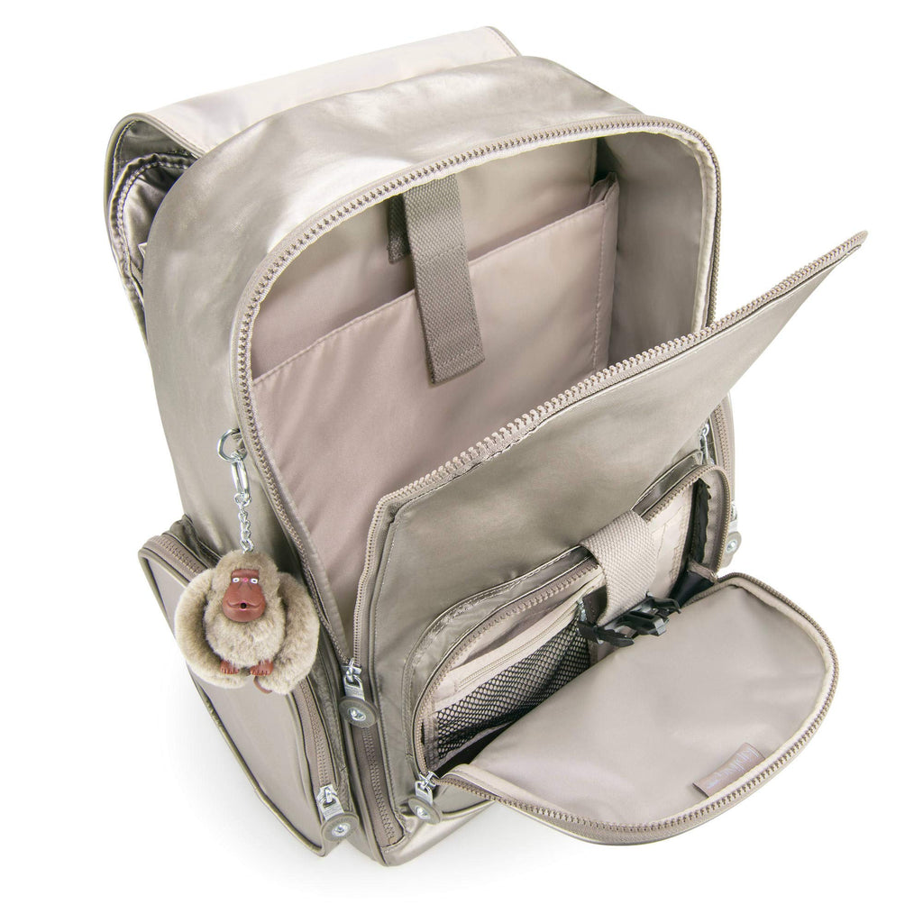 Kipling Alcatraz II Metallic Large Rolling Laptop Backpack Metallic Pewter