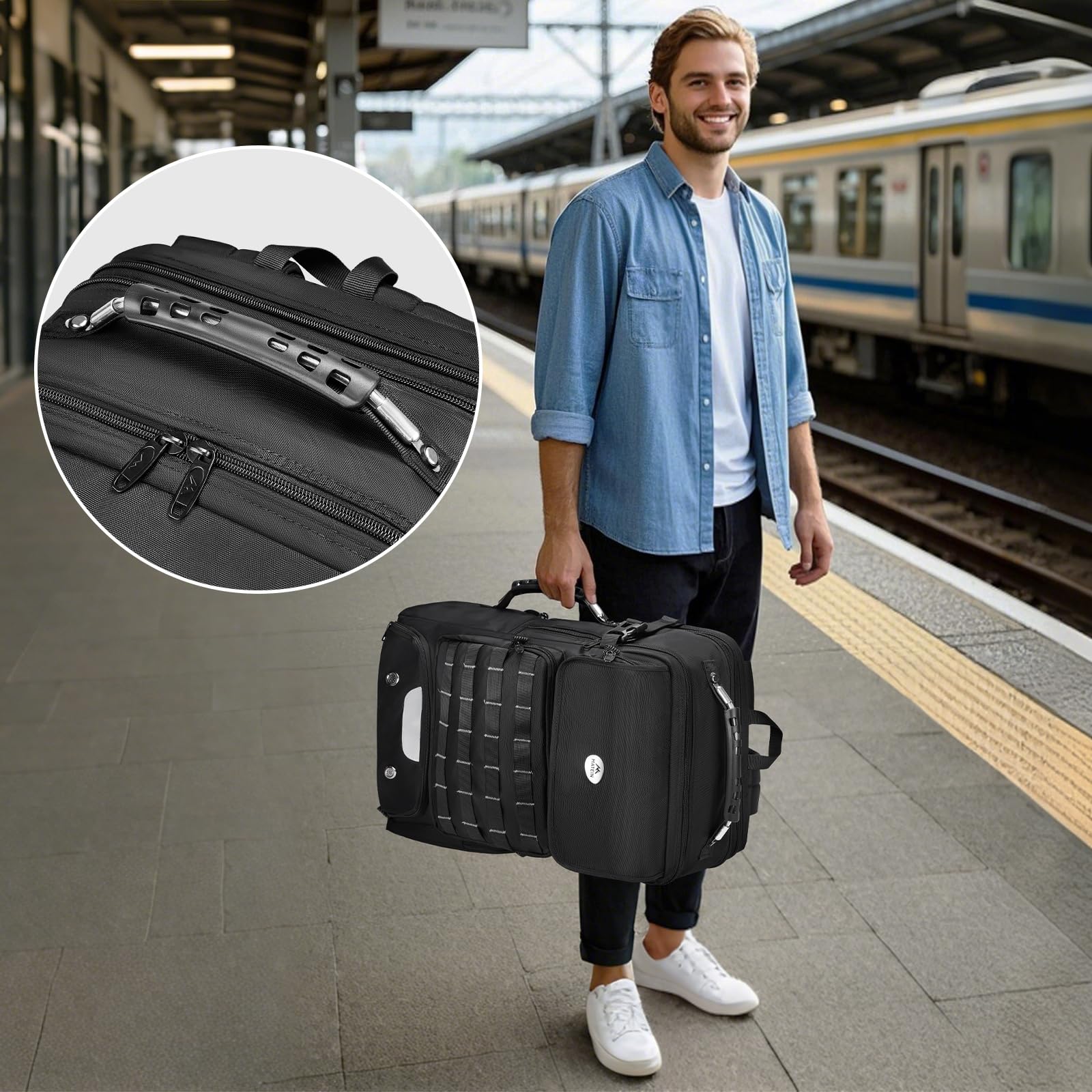 MATEIN Expandable Travel Backpack With Shoe Compartment, 52L Large Suitcase Backpack with Waist Straps, 17 Inch TSA Laptop Backpacks Luggage Carry On Bag With 3 Packing Cubes