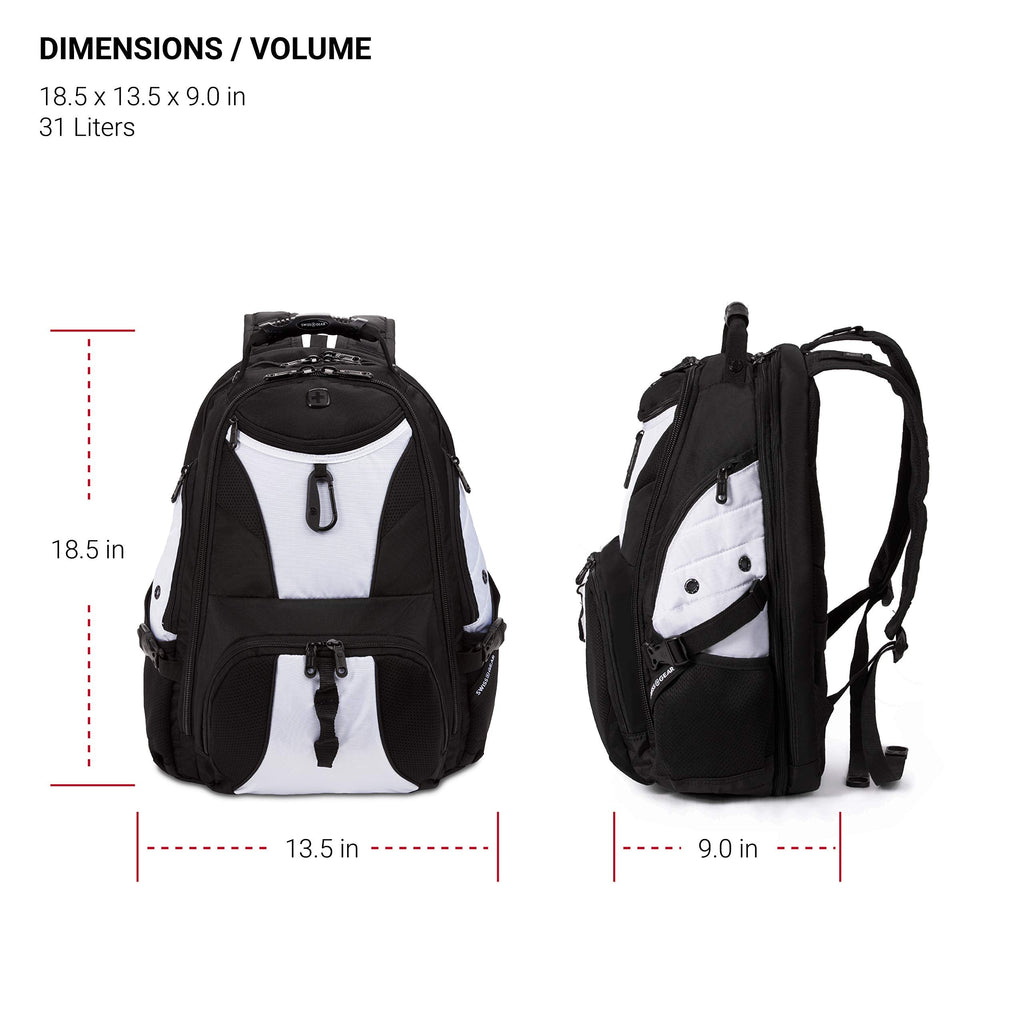SWISSGEAR Large ScanSmart Laptop Backpack | TSA-Friendly Carry-on | Travel, Work, School | Men's and Women's - Black/White
