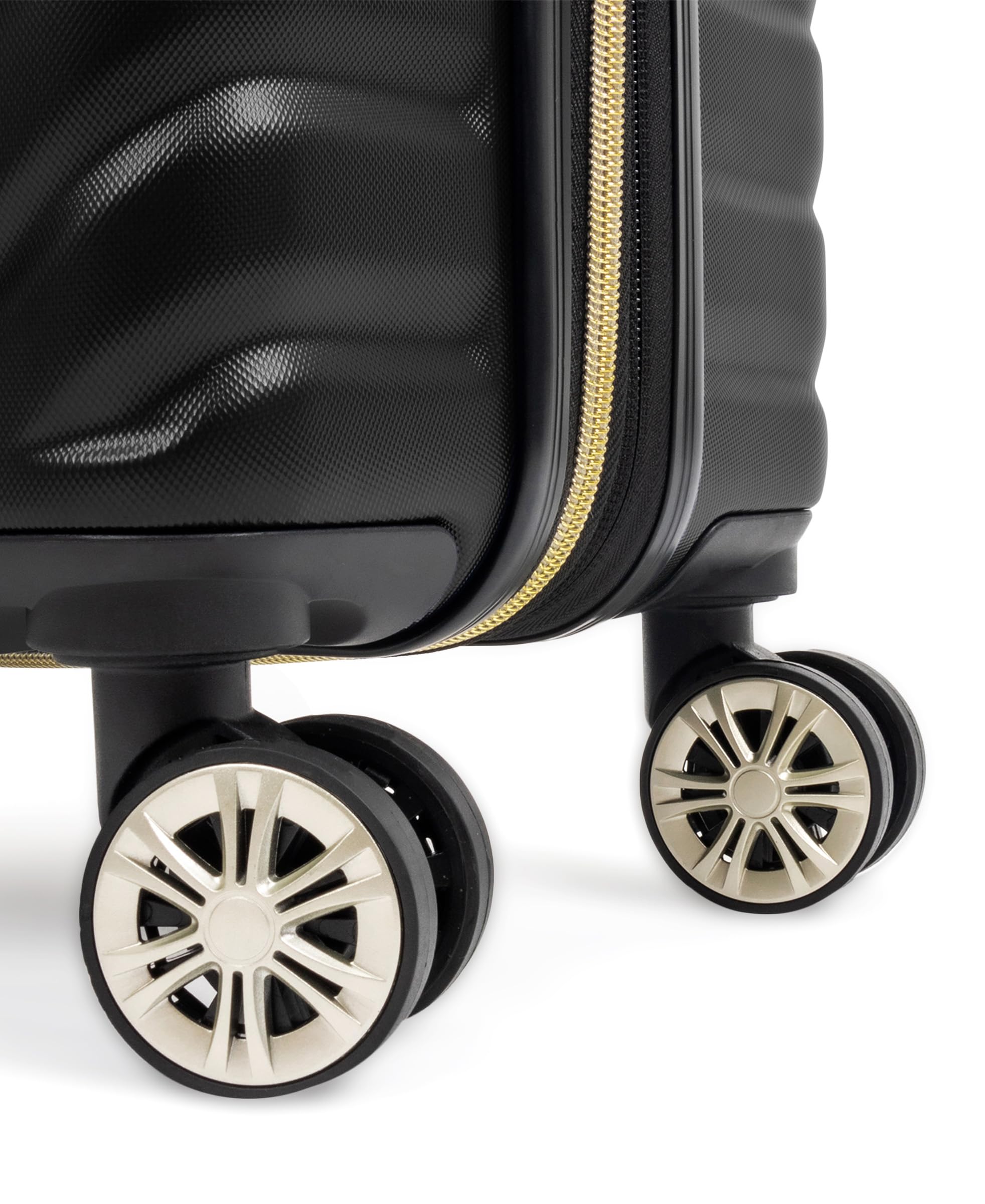 Kenneth Cole REACTION Madison Square Lightweight Hardside Chevron Expandable Spinner Luggage, Black, 2-Piece Set (20" & 28")