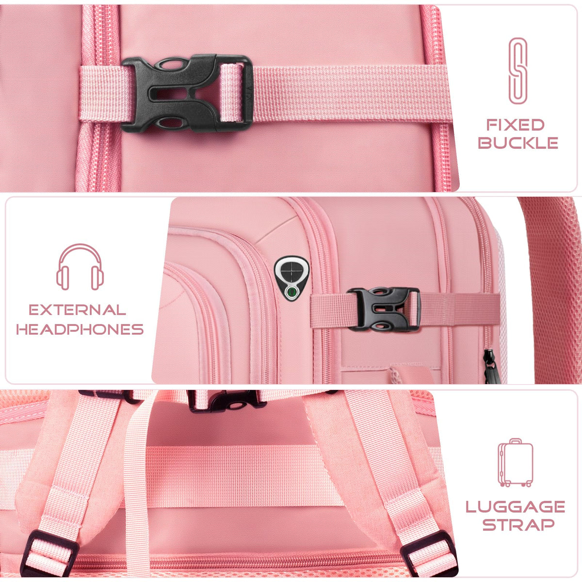 YGSNTG Travel Backpack for Women, 52L Carry On Backpack, Extra Large Expandable Travel Bag, 18.4 Inch TSA Flight Approved Luggage Personal Item Size with USB, Teacher Business Daypack, Pink