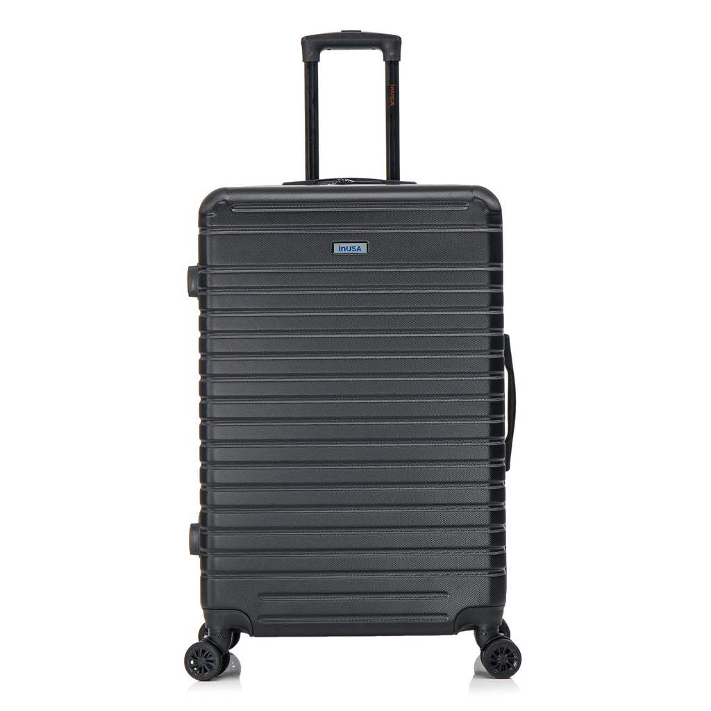 InUSA DEEP Luggage with GEL Handle | Spacious Traveling Suitcases Travel Suitcase with Dual Spinner Wheels and Studs | 28 Inch Large Hardside Luggage | Black