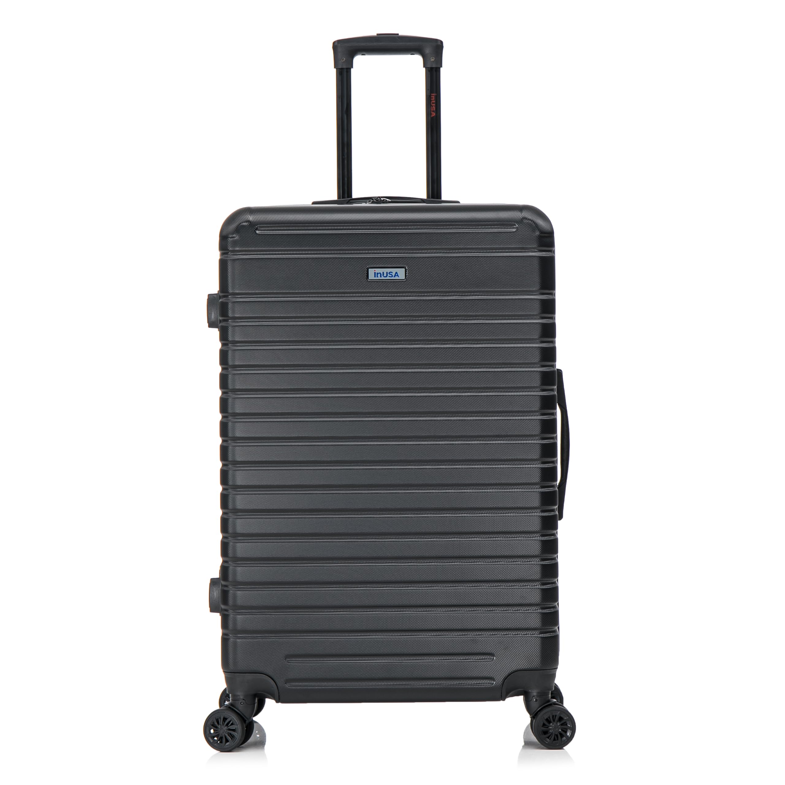InUSA DEEP Luggage with GEL Handle | Spacious Traveling Suitcases Travel Suitcase with Dual Spinner Wheels and Studs | 28 Inch Large Hardside Luggage | Black