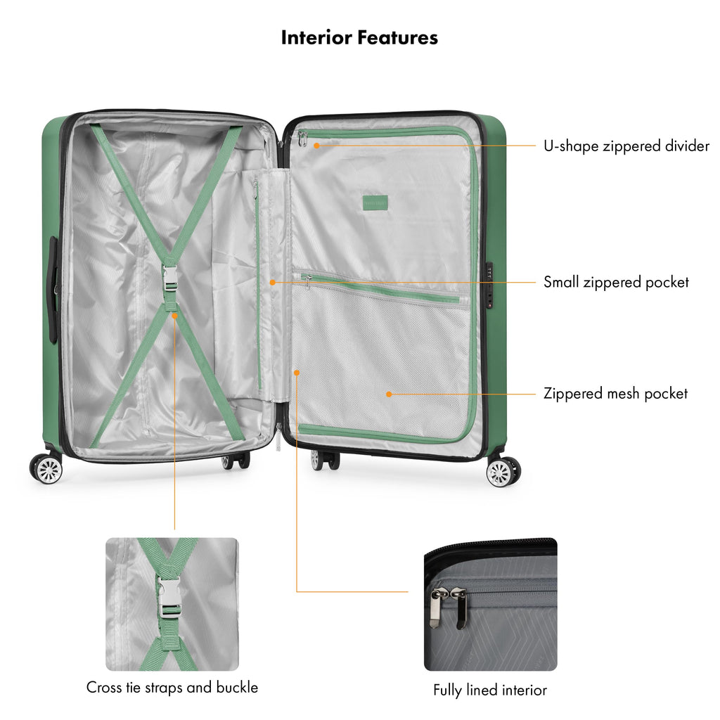 Travel Select Snowcreek Hardside Expandable Spinner Luggage w/USB Port, Green, 21-Inch Carry-on