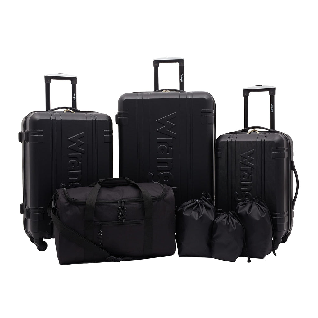 Wrangler Venture Luggage and Travel Set, Black, 7-Piece Set