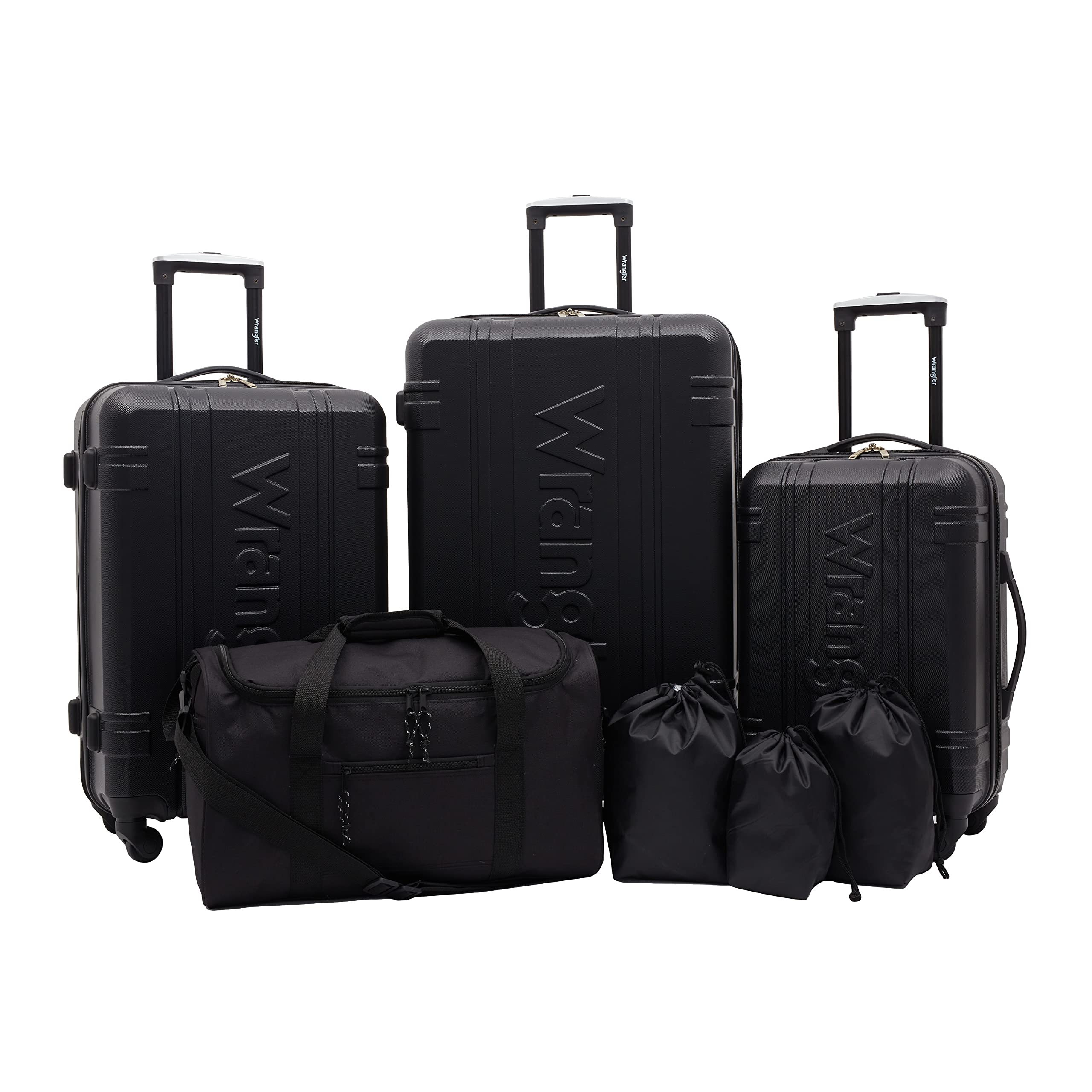 Wrangler Venture Luggage and Travel Set, Black, 7-Piece Set