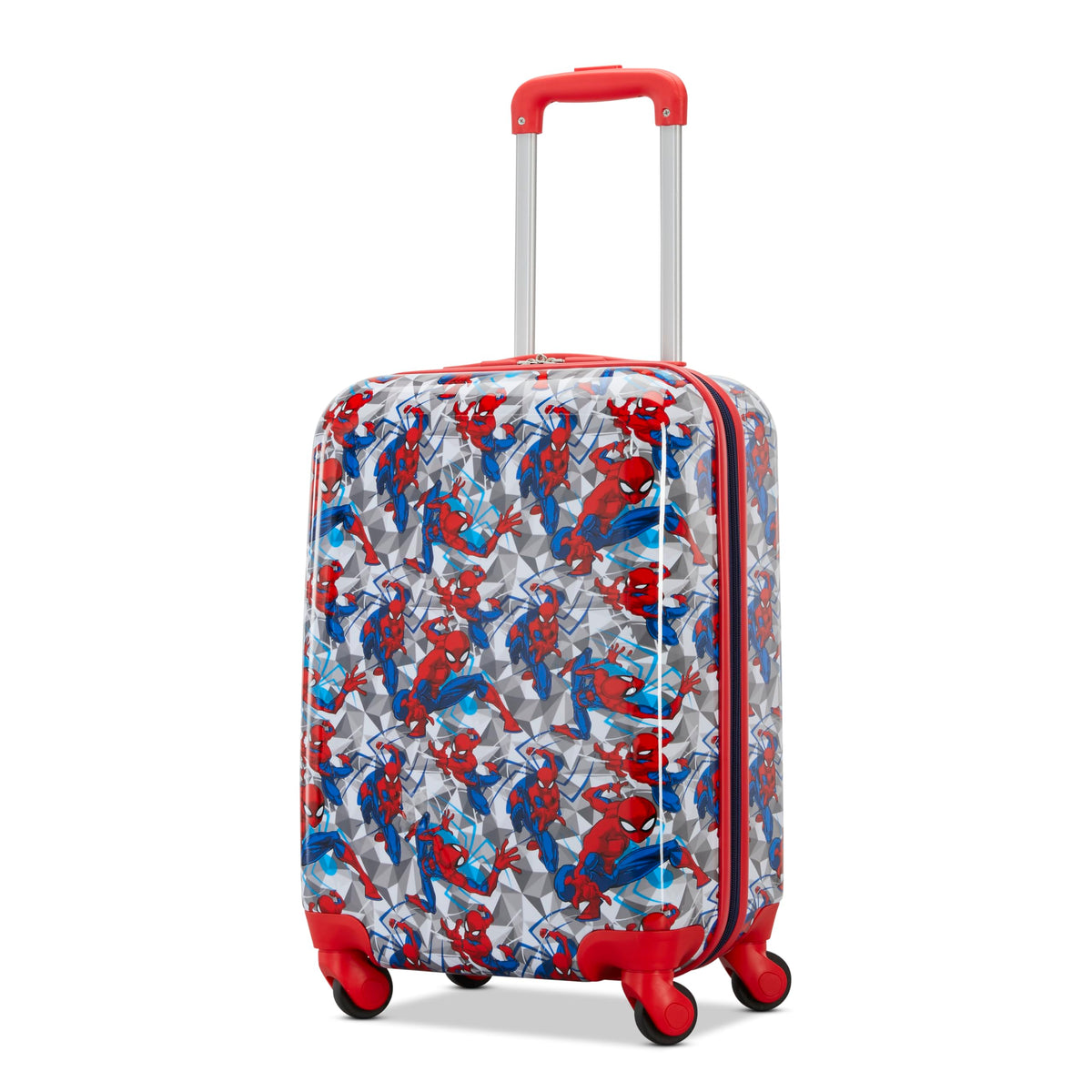 American Tourister Spiderman Iconic Carry-On Luggage - Airline Approved, Durable Hardshell - Roll Confidentially with Spinner Wheels & Colorful Adjustable Handle