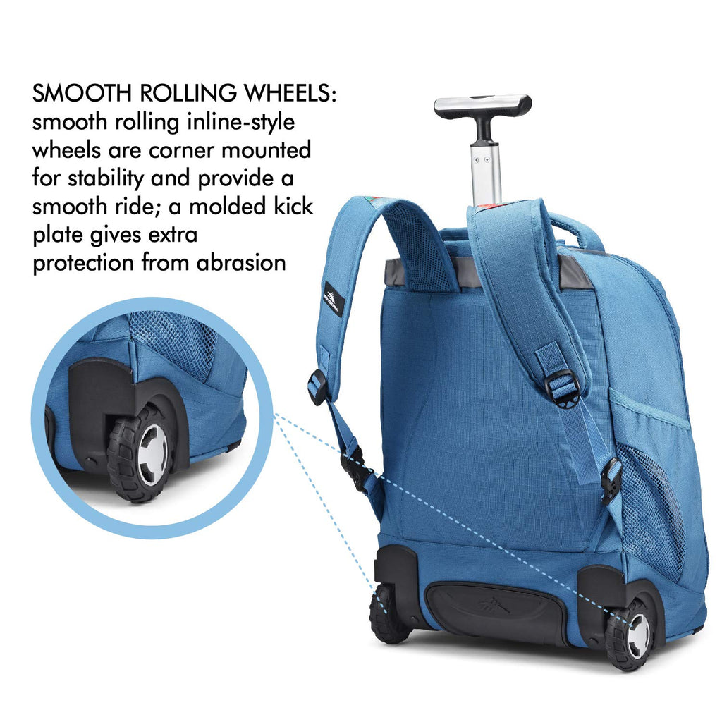 High Sierra Freewheel Wheeled Laptop Backpack, 15-inch Student Laptop Backpack Denim Rose