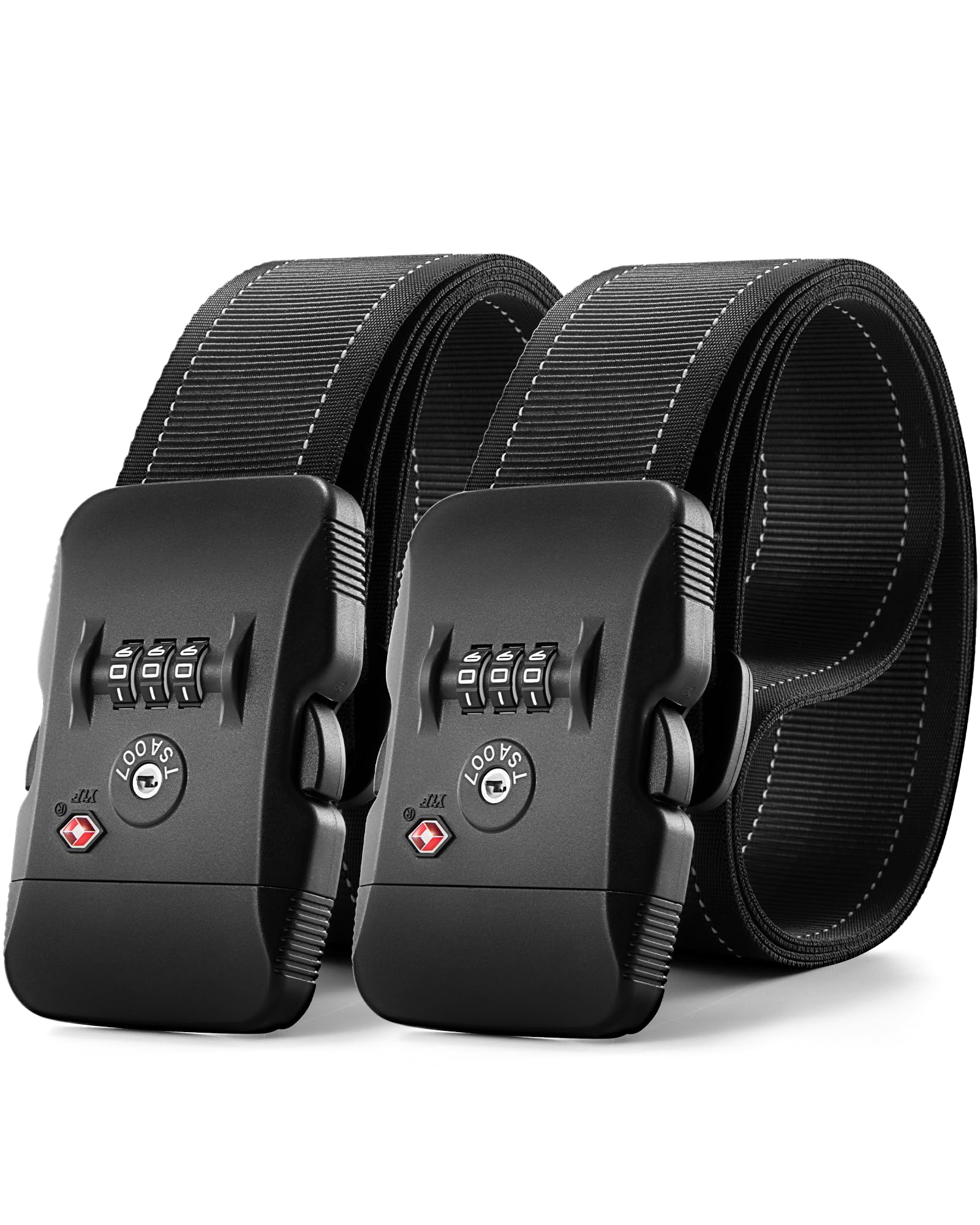 Travel Security Bundle – LUGGEX TSA Luggage Locks and Luggage Straps Combo (Black)