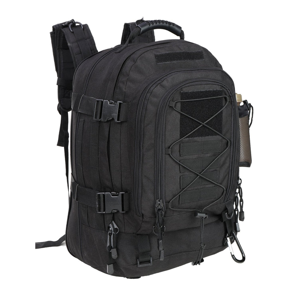 Military Expandable Travel Backpack Tactical Waterproof Work Backpack for Men(BLACK)
