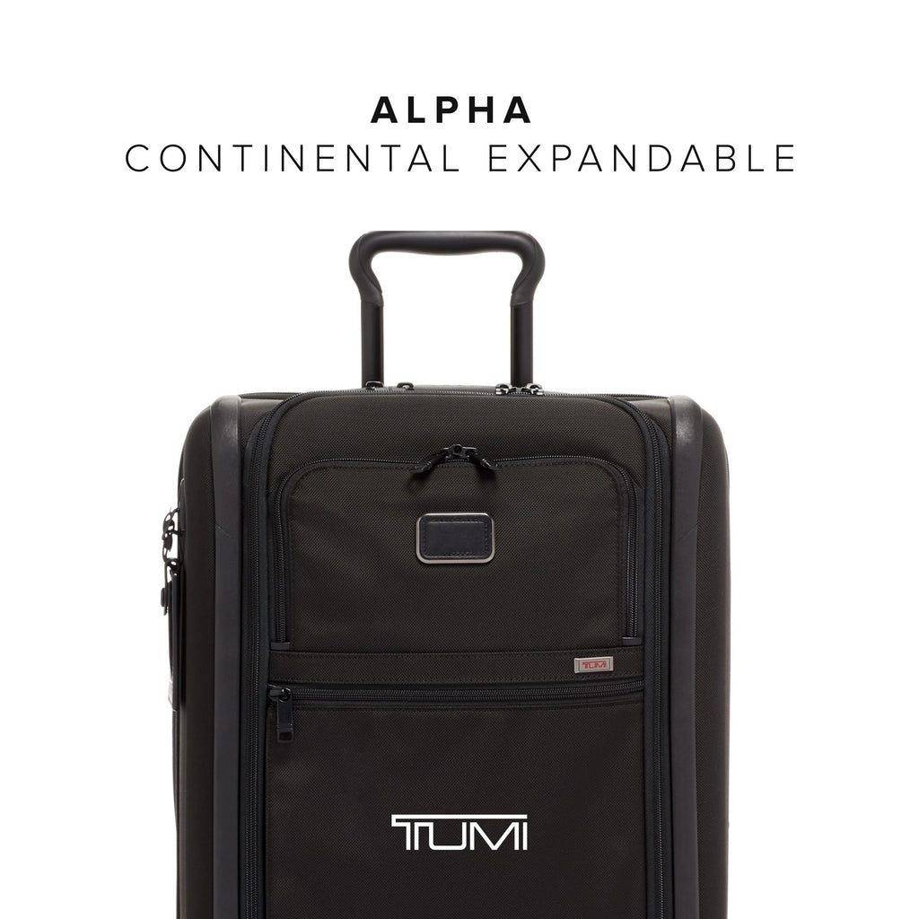 TUMI - Alpha Continental Expandable 4-Wheeled Carry-On Luggage - Compact Travel Suitcase - TSA Lock Tracer - Black