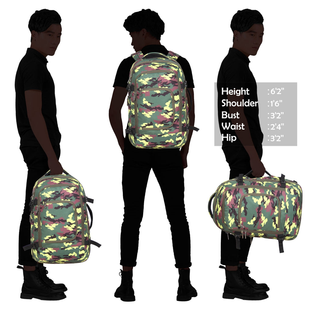 Hynes Eagle Travel Backpack 40L Flight Approved Carry on Backpack, Yellow Camo 2017