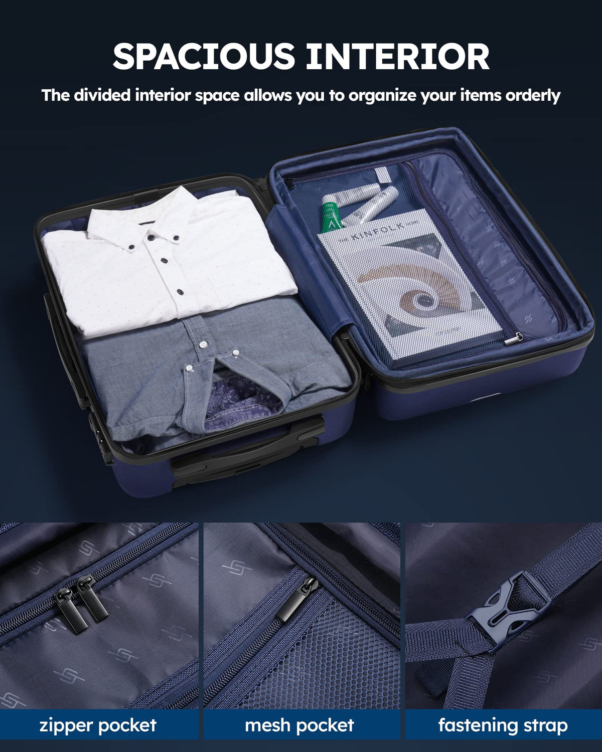 3 Piece Luggage Sets Expandable, Hardshell Travel Suitcase with Double Spinner Wheels and TSA Lock