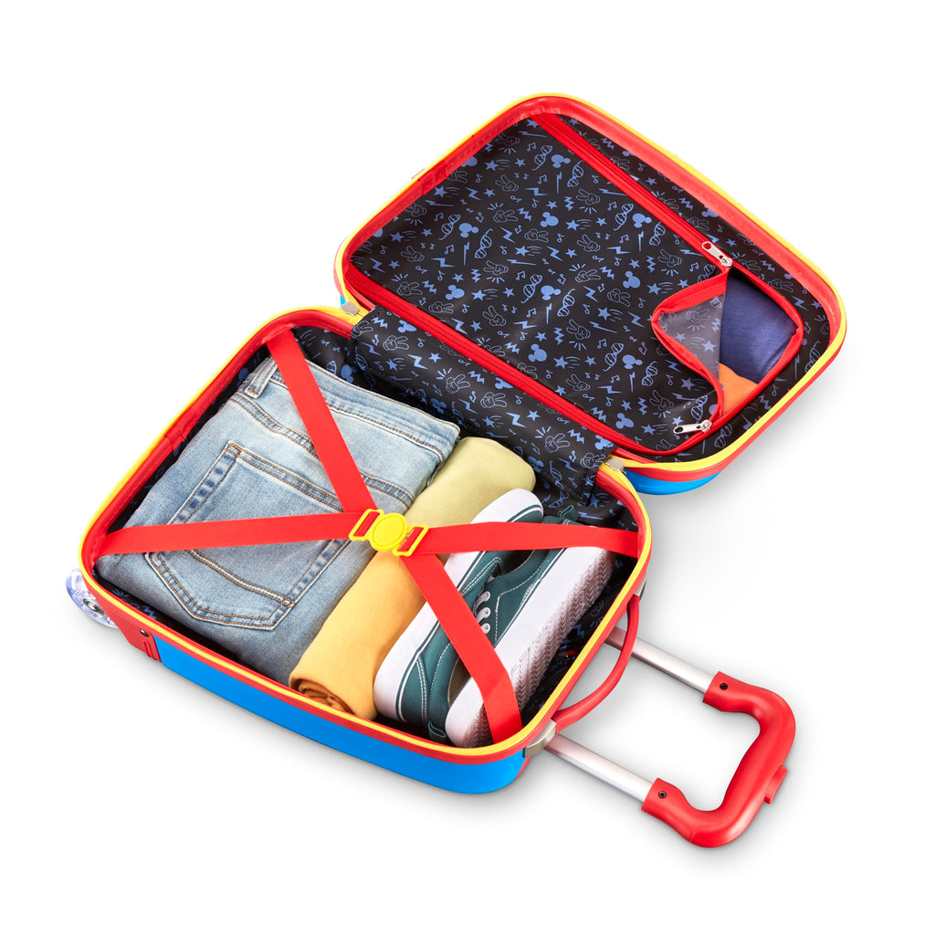 American Tourister Disney Mickey Mouse Kids Carry-On Luggage, Hardside With Single Spinner Wheels